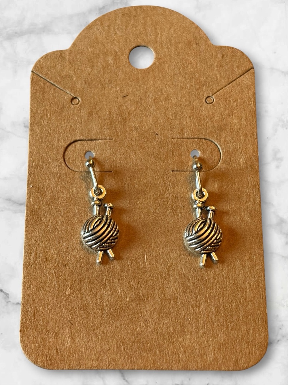 Silver Yarn Ball Dangle Earrings - Women Jewelry